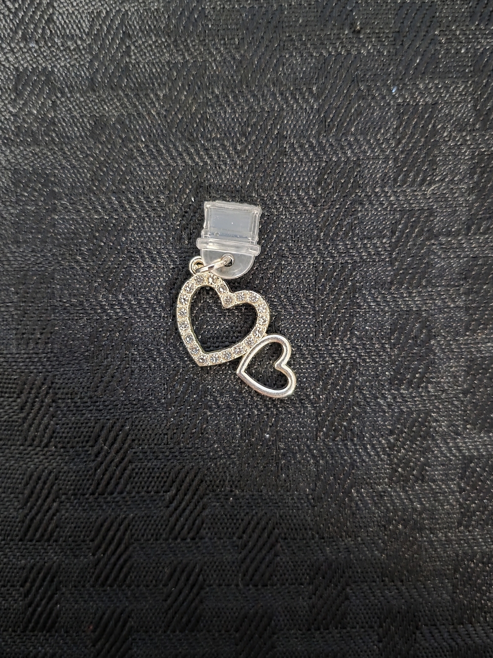 Silver Double Heart Dust Cover with Crystal Accents- Type C
